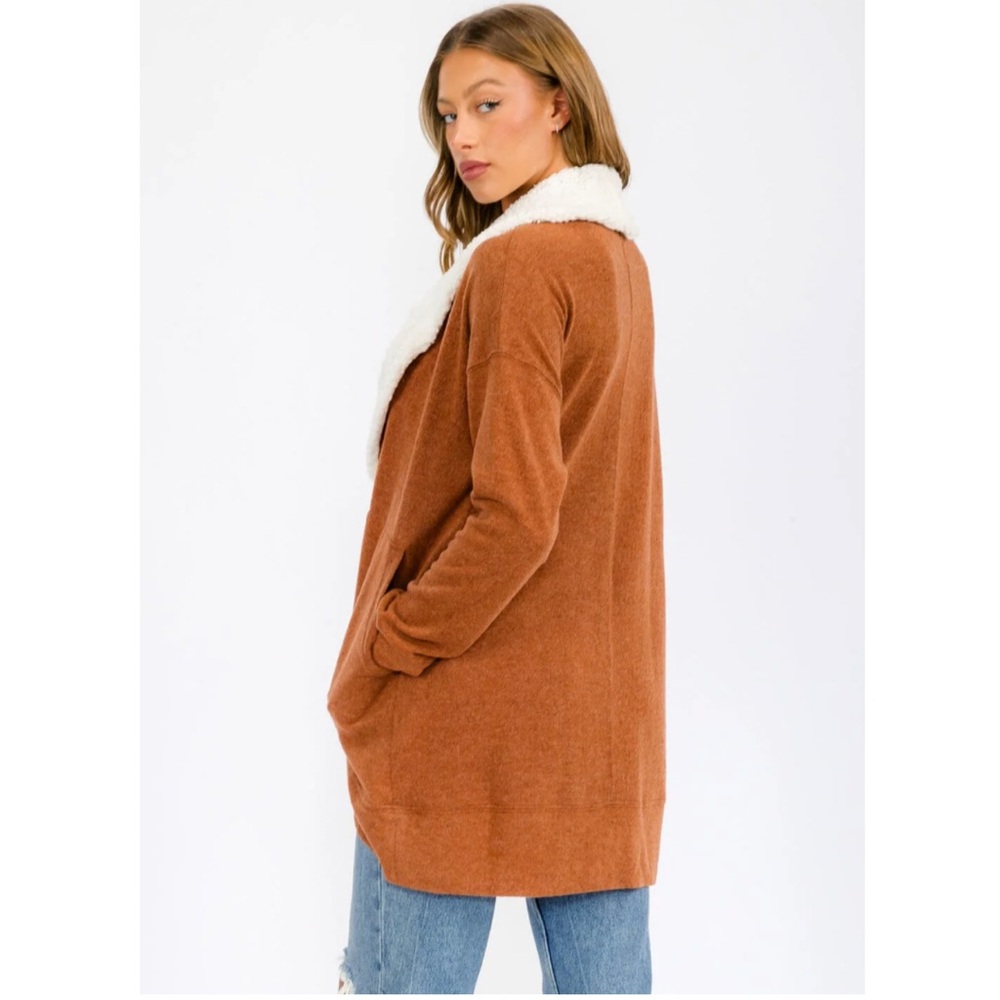 Sherpa collar pockets cardigan - Picture 3 of 4